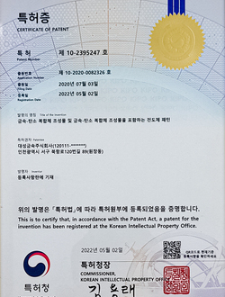금속-탄소 복합체 조성물 특허증